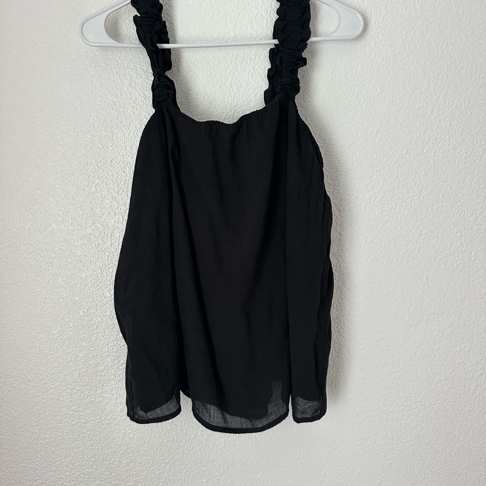 Studio B by Bobeau Sleeveless Ruffle Blouse Black Tank Top Size S Women’s - Picture 2 of 7